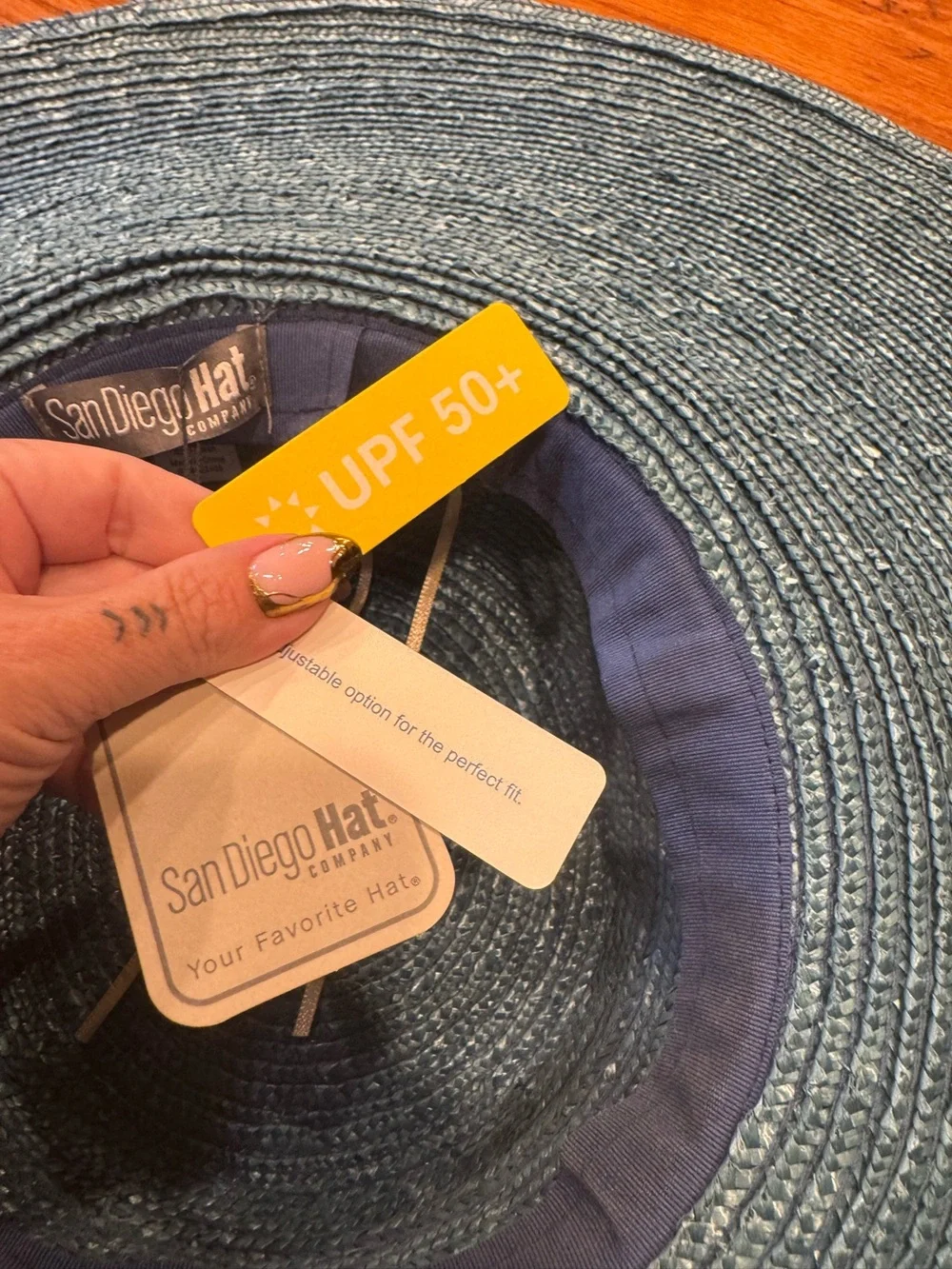 NWT San Diego Hat Company Teal Wide-Brim Sun Hat with UPF +50